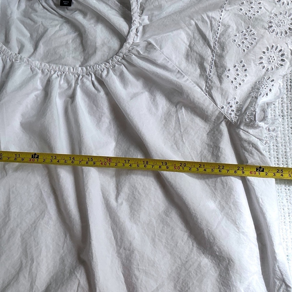 Lands End Eyelet Blouse Womens 2X White Excellent Flutter Sleeve Cotton Top - Picture 5 of 5